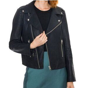 Pistola Evereve Isabel Moto Jacket Black Faux Leather Vegan Size S